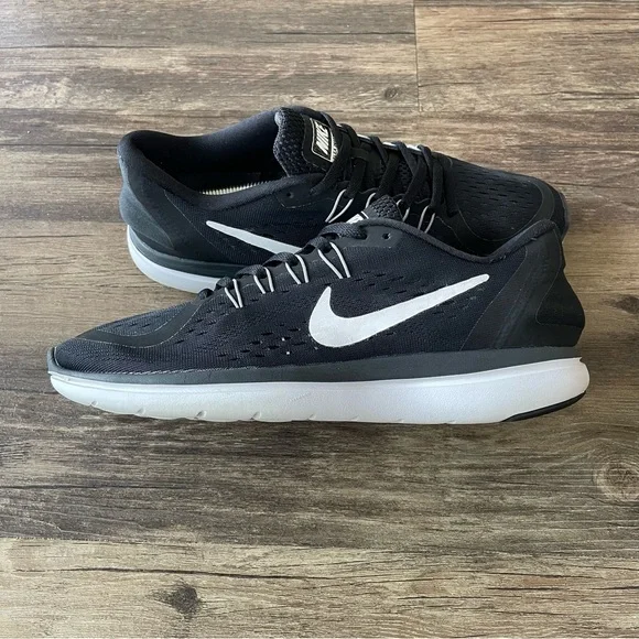 Nike Flex 2017 Womens 8 Running Sneakers Black Lace Up Comfort Low 898476-001 - Picture 6 of 16